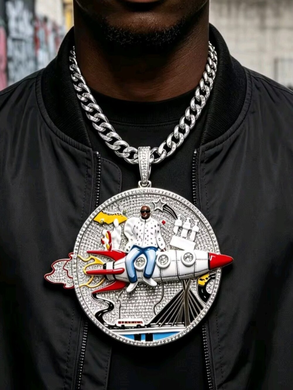 Men's 18K Gold Plated Charm Hip Hop Culture Lovers Club Wear Necklace